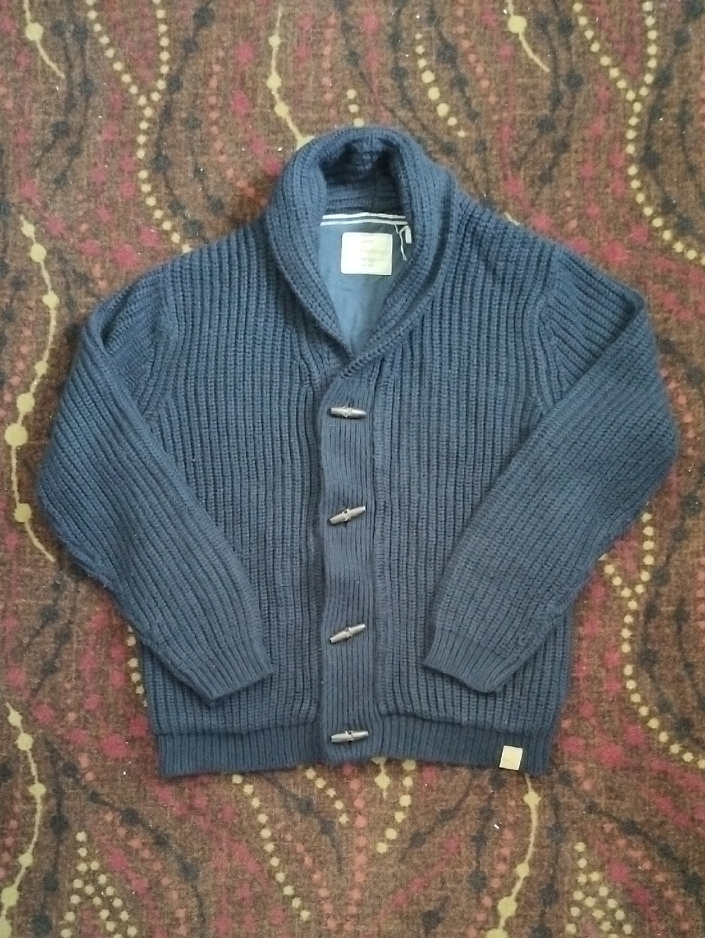 Weatherproof Navy Shawl Collar Toggle Cardigan